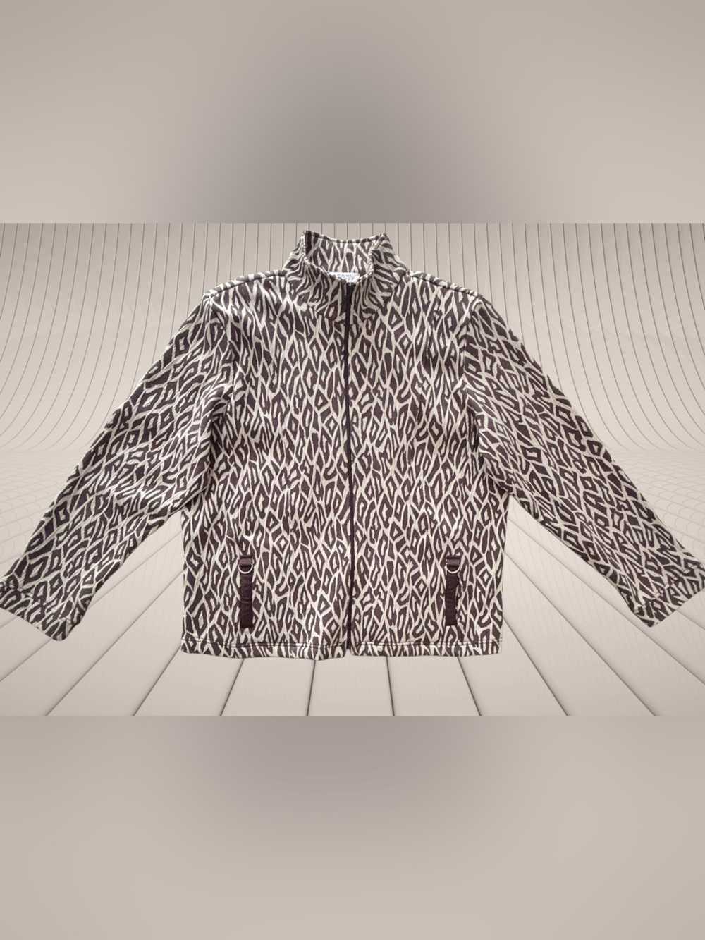 RAFAEL Dark Brown and White Patterned Blazer Jacket